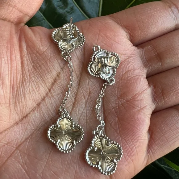 ⭐️-Elegant Silver Dangle Earrings - Picture 3 of 3